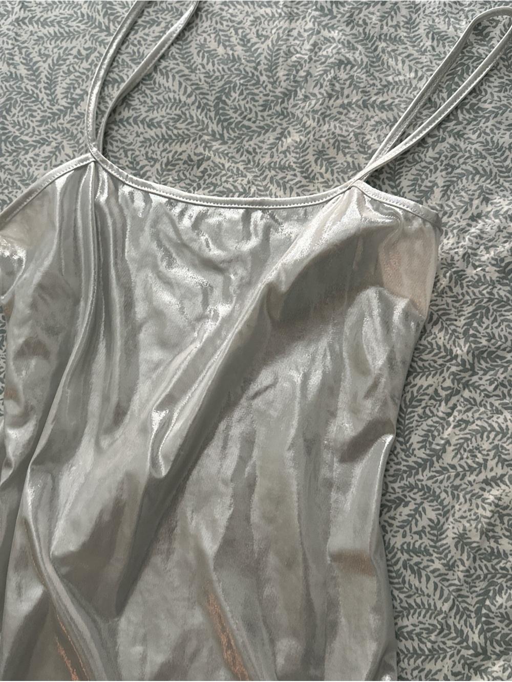 Silver Metallic Slip Dress - Strappy Cami